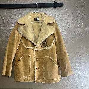 VINTAGE SWINGSTER SUEDE SHERPA LINED WINTER GARST SEEDS JACKET, MEDIUM